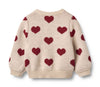 wheat jacquard hearts baby cardigan off-white melange