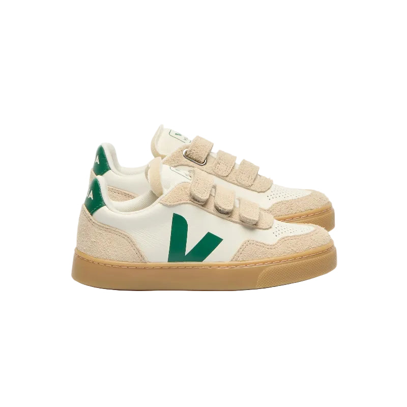veja small v-90 velcro leather sneakers pure golf almond