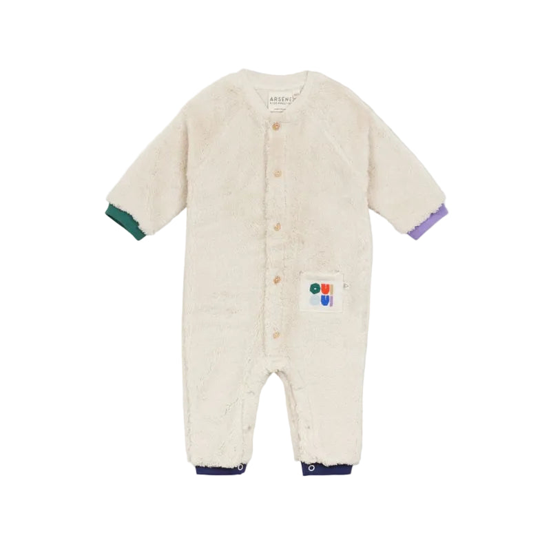 arsene & les pipelettes sherpa baby jumpsuit beige