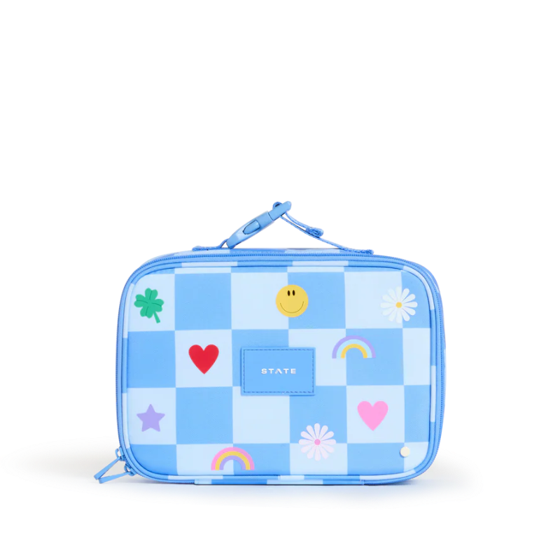 state bags rodgers lunch box charms blue check