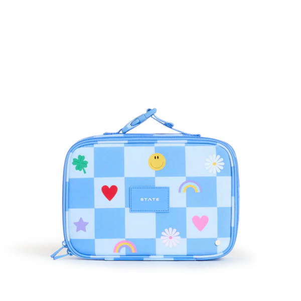 state bags rodgers lunch box charms blue check