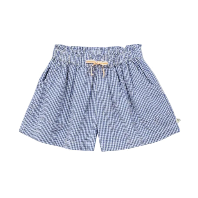 arsene & les pipelettes vichy shorts cobalt blue
