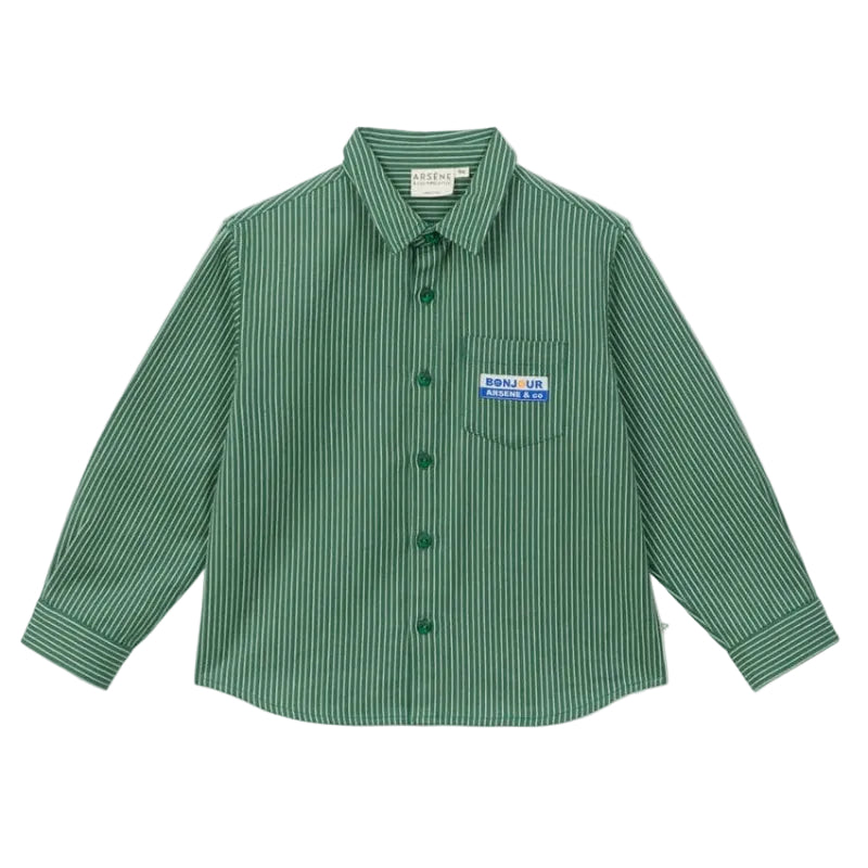arsene & les pipelettes striped shirt green
