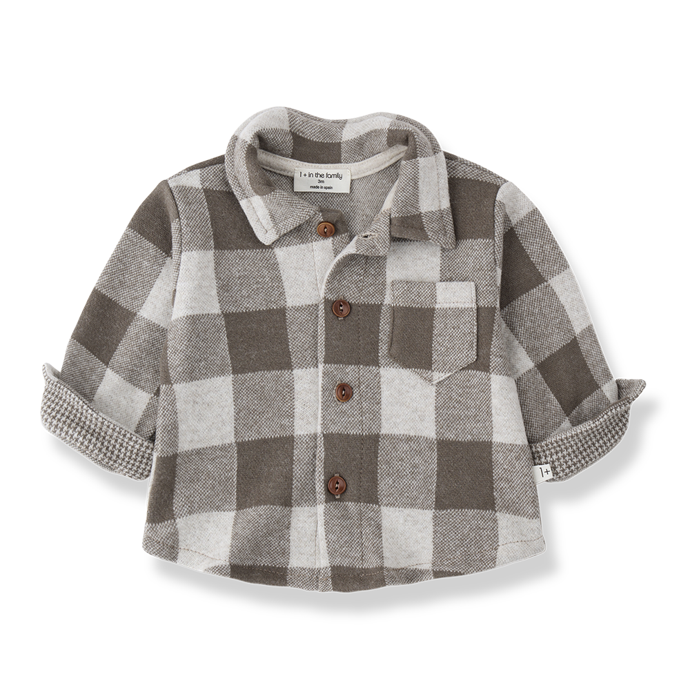 1+ in the family modena plaid shirt dark taupe