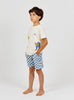 arsene & les pipelettes checked terry bermuda shorts cobalt