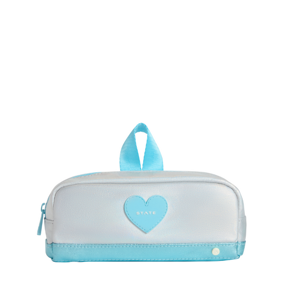 state bags clinton pencil case blue iridescent