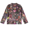 oilily hiver velvet paris print mockneck shirt taupe