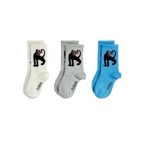 mini rodini panther 3-pack socks multi