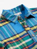 bobo choses plaid all over baby shirt blue
