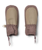 wheat technical baby mittens plum truffle