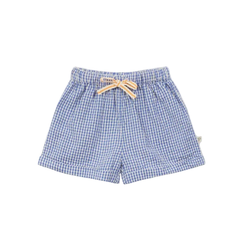 arsene & les pipelettes gingham baby shorts cobalt blue