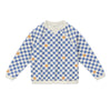 arsene & les pipelettes checkered terry sweatshirt cobalt blue