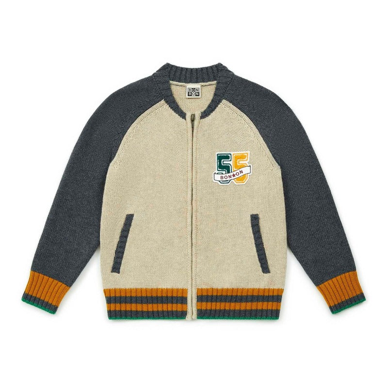 bonton knit teddy cardigan heather grey