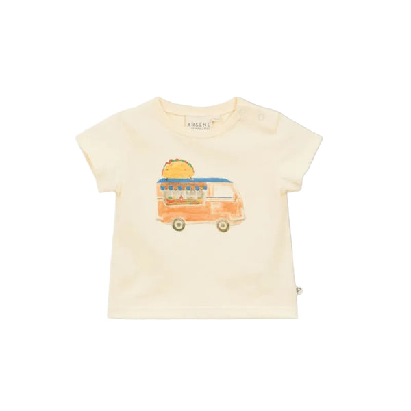 arsene & les pipelettes tacos truck baby t-shirt ecru