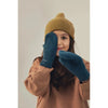 gray label knitted mittens blue grey