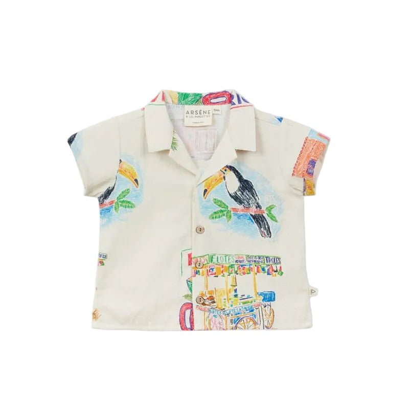 arsene & les pipelettes cocos frios baby shirt ecru
