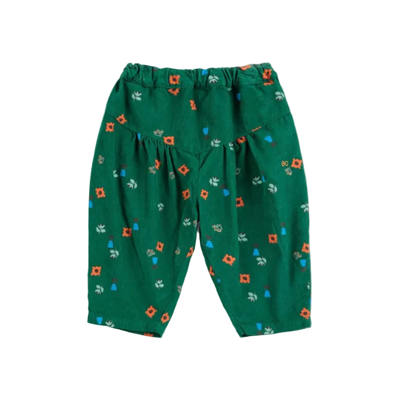 bobo choses blossom all over corduroy baby pants dark green