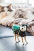 husky with tree ornament