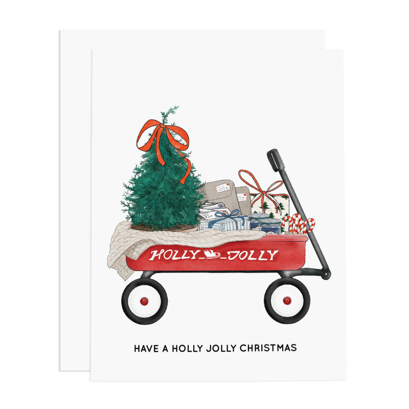 christmas wagon greeting card