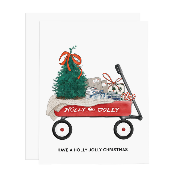 christmas wagon greeting card