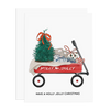christmas wagon greeting card