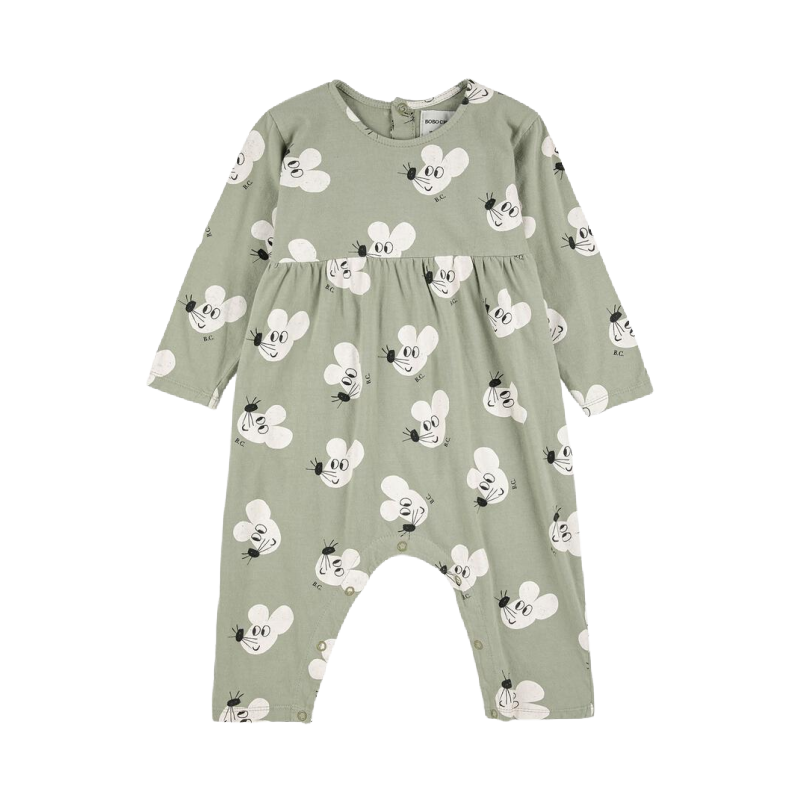 bobo choses mouse all over baby overall green