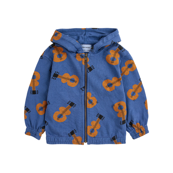 bobo choses acoustic guitar all over zipped baby hoodie navy blue