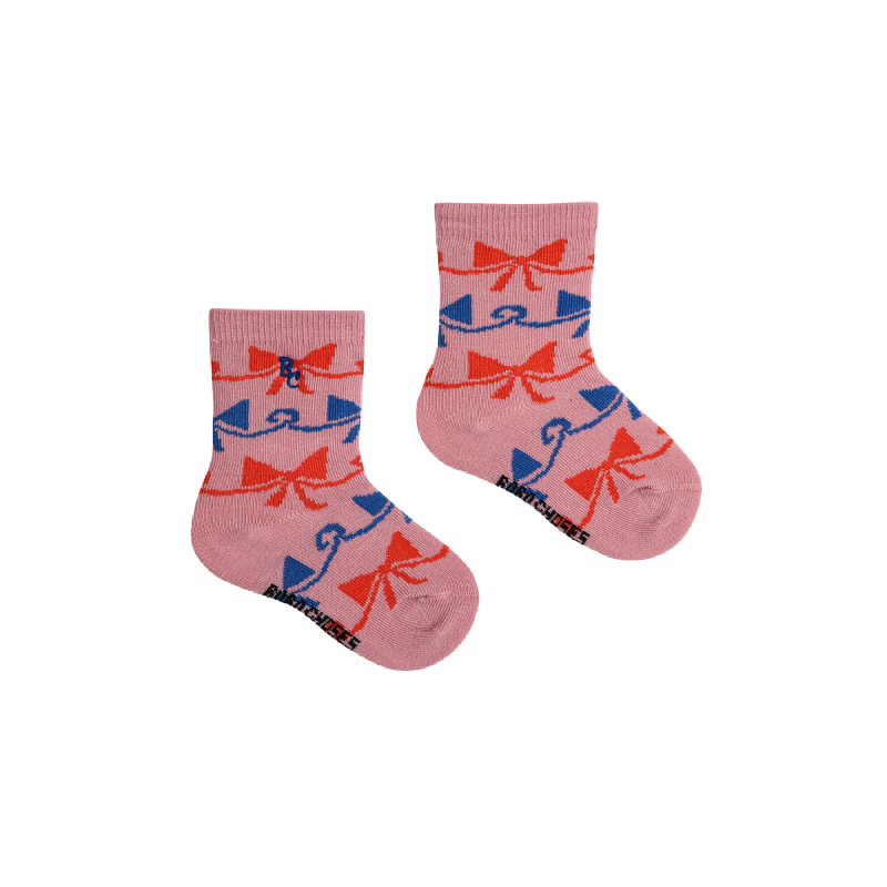bobo choses ribbon bow all over baby short socks pink