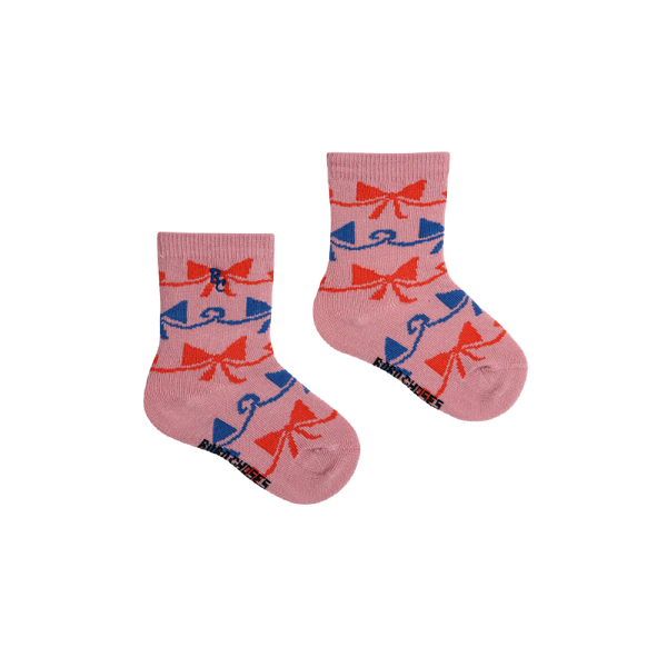 bobo choses ribbon bow all over baby short socks pink
