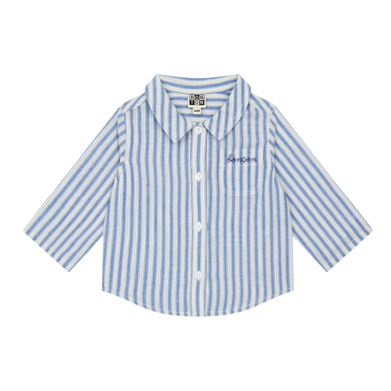 bonton pan striped shirt blue/cream