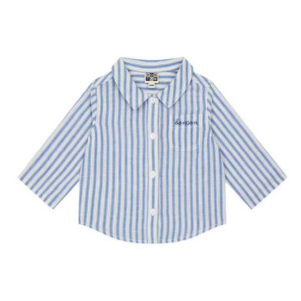 bonton pan striped shirt blue/cream