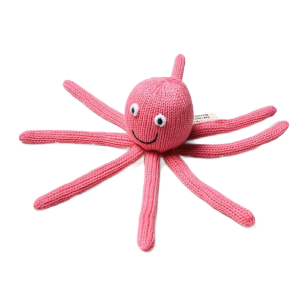 estella nyc octopus baby rattle pink