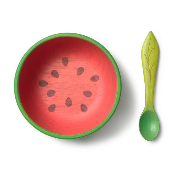Children's bowl and spoon set with watermelon design
