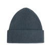 gray label knitted beanie blue grey