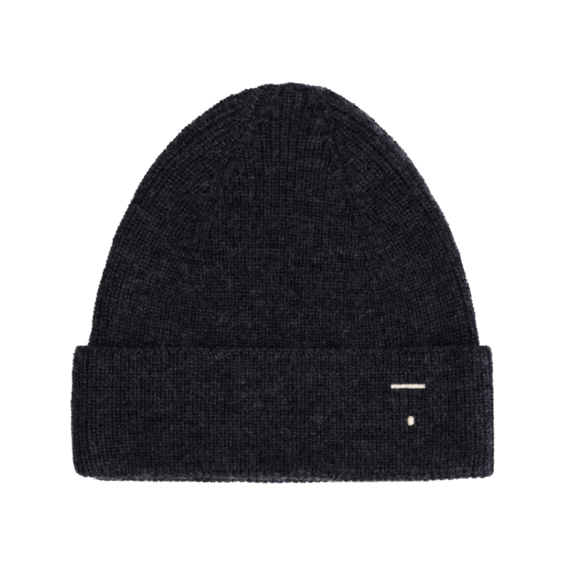 gray label knitted beanie nearly black