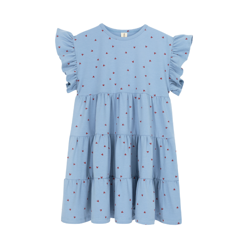 kids on the moon tiny hearts cascade dress blue