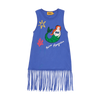 maison mangostan mermaid fringe dress blue