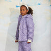 mini rodini heart quilted hooded puffer purple