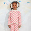 mini rodini chess check knitted sweater pink