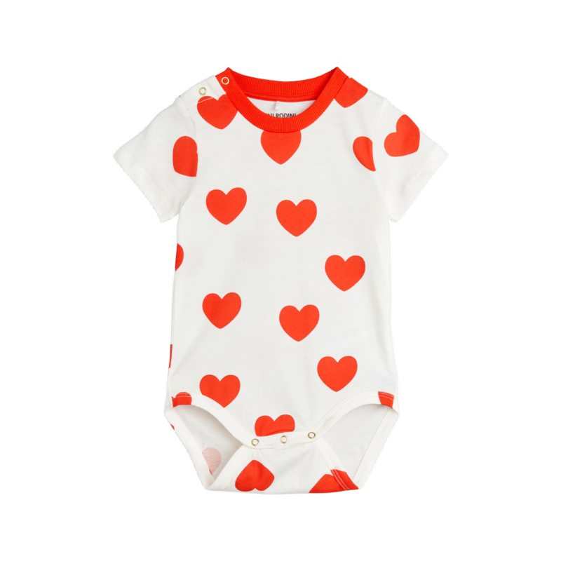 mini rodini hearts aop ss baby body red