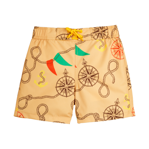 mini rodini nautical aop swim shorts beige