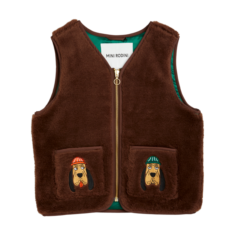 mini rodini bloodhound faux fur vest