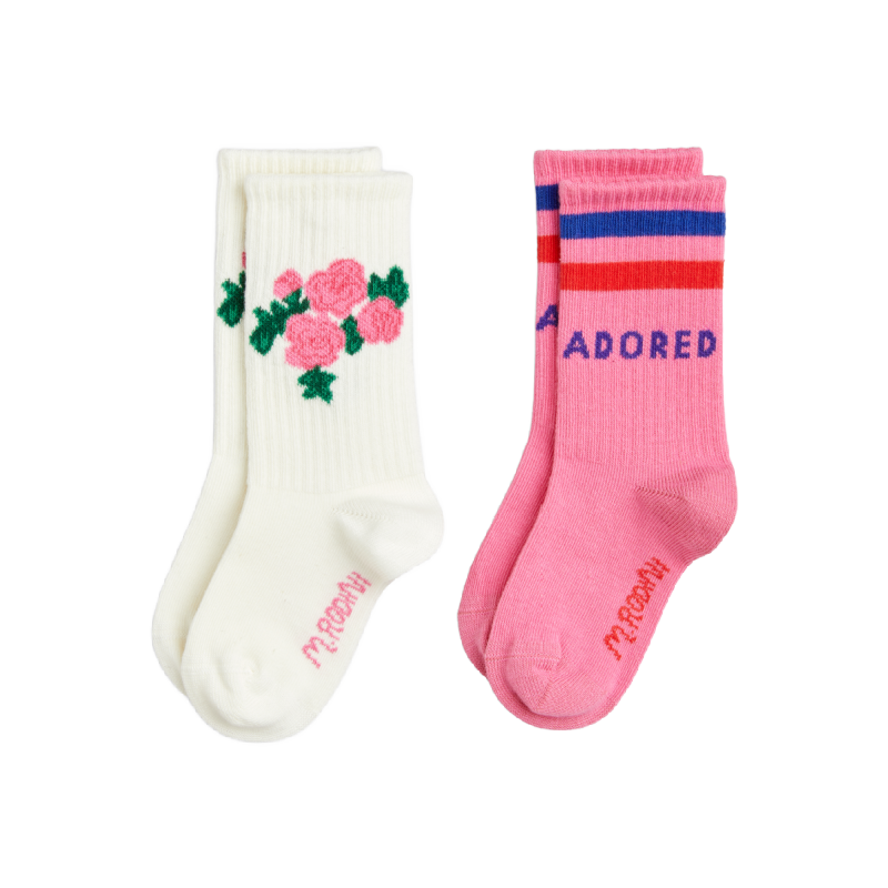 mini rodini roses 2 pack socks