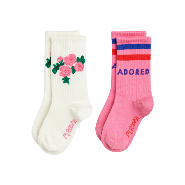 mini rodini roses 2 pack socks