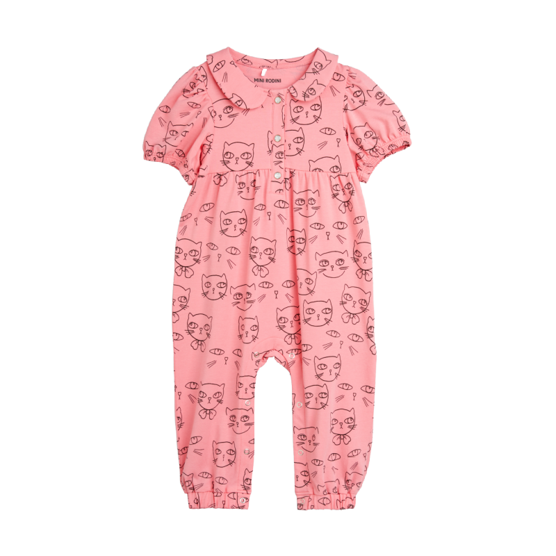 mini rodini cathletes aop baby jumpsuit pink