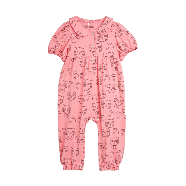 mini rodini cathletes aop baby jumpsuit pink