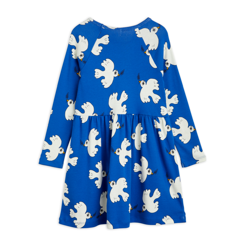 mini rodini cherry dress Mini Rodini Cherry Woven Frill Long Sleeved Dress, Blue