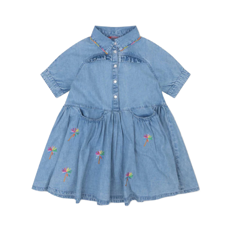 oilily djulie denim dress brunnera blue