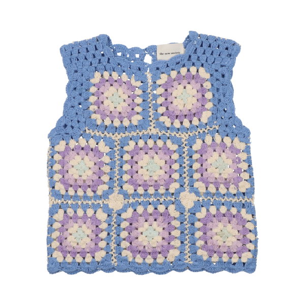 the new society mohawk crochet top blue