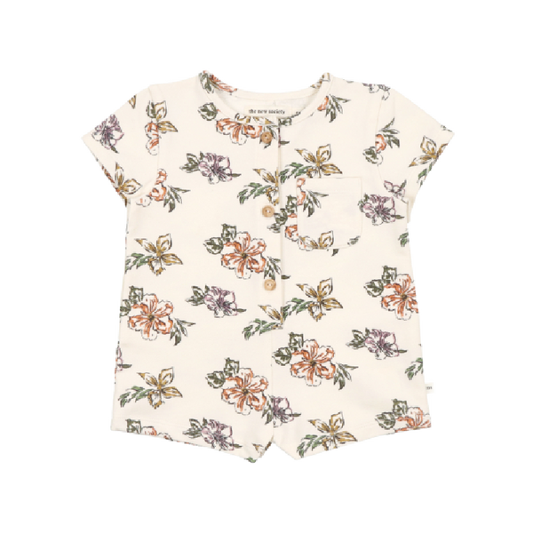 the new society rancho baby romper hibiscus